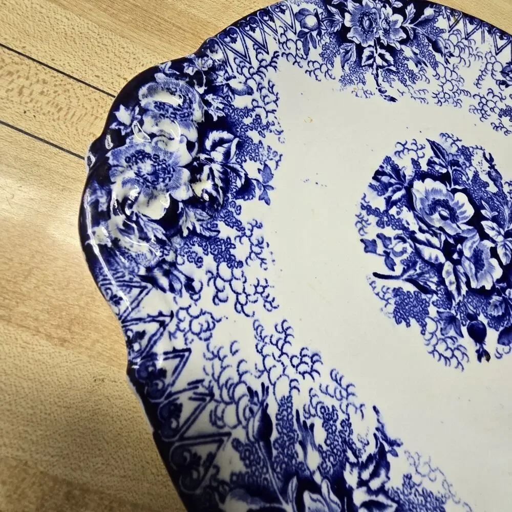 Antique Vintage Royal Bonn Blue Serving Plate‎ Franz Anton Mehlem Bonn Germany